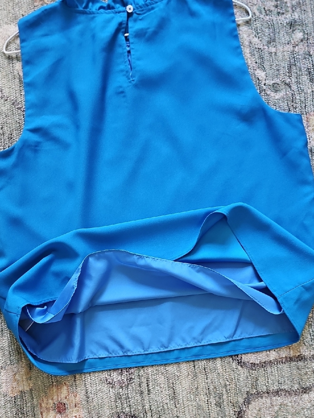 J. Crew Bright Blue Ruffle-Neck Sleeveless Top - Picture 9 of 10